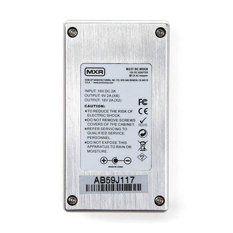 MXR M237 DC Brick Power Supply Bundle with AC Adapter,  10-FT Straight Instrument Cable (1/4in), 2-Pack of Pedal Patch Cables, 4-Pack of Celluloid Guitar Picks, and 5X Cable Ties