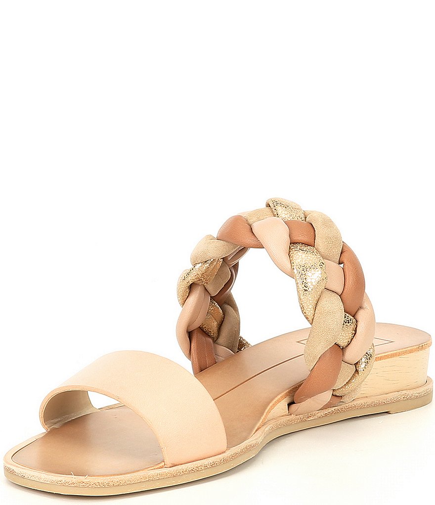 Dolce Vita Persey Leather Multi Braided Strap Wedge Slides