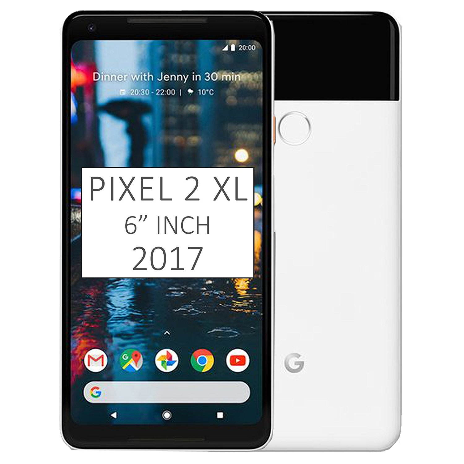 Google Pixel 2 XL (2017) 128GB G011C, 6" inch (No CDMA, GSM only) Factory Unlocked SIM-free 4G/LTE Smartphone (Black & White)