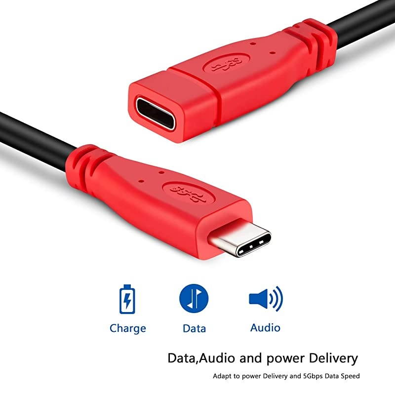 USB Type C Extension Cable Short 1.5 ft. USBC Male to USBC Female Cable Gen 2 10Gbps USB C Extender Compatible with Thunderbolt 3 Compatible for Nintendo Switch MacBook Pro and More