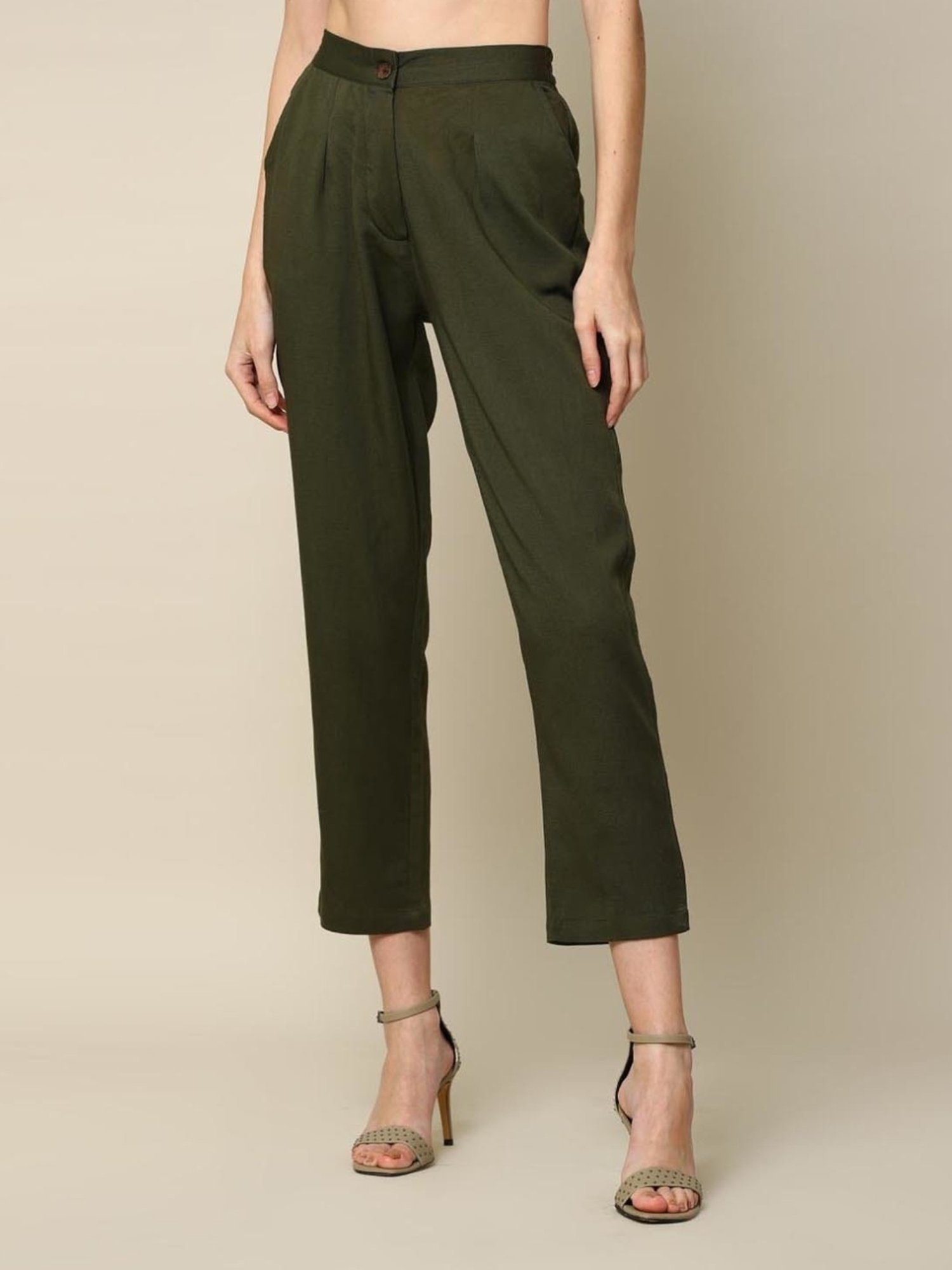Saltpetre Classic Tencel Tapered Olive Trousers