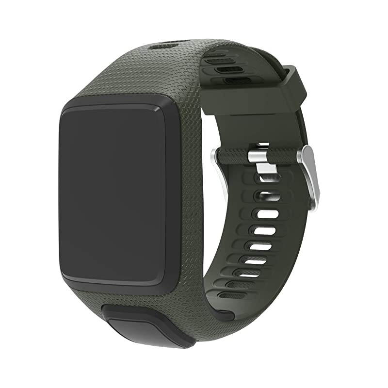 Bands for Tomtom Runner 23 StrapCompatible with Spark 3Golfer2AdventurerRubber Replacement Band for Screen ProtectorGPS Smart Watch AccessoriesArmy Green