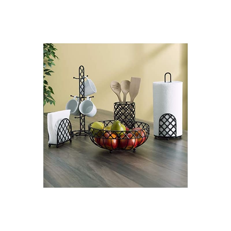 Steel Heavyweight Lattice Collection Napkin Holder , Black Finish , 5.5&rdquo;x5&rdquo;x2.5&rdquo;