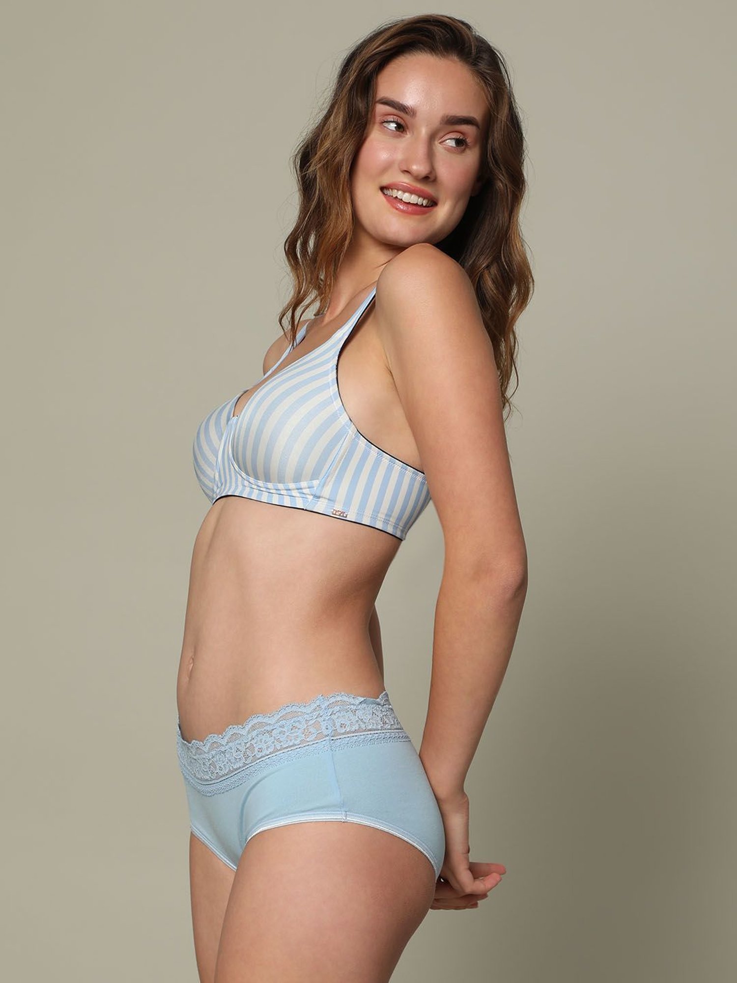 Vero Moda Intimates Blue Printed Full Coverage T-Shirt Bra