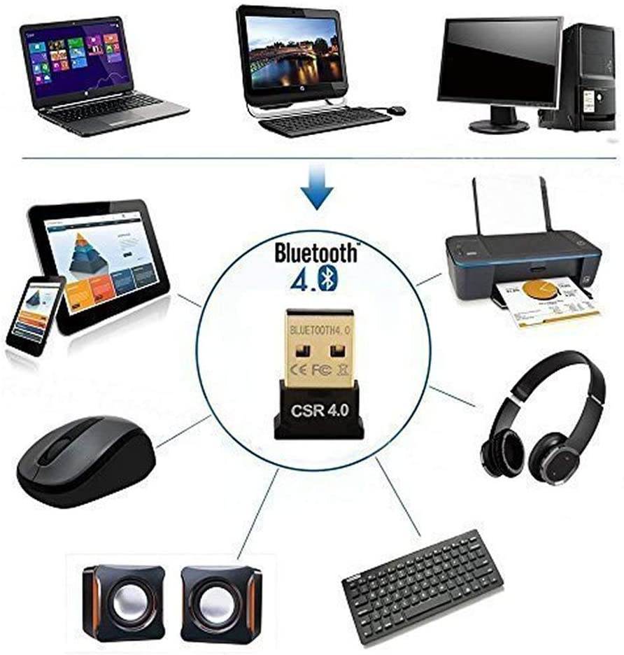 High Performance Bluetooth 4.0 Adapter, Wireless Bluetooth CSR 4.0 Dongle Adapter Compatible with Windows 10,8.1/8,7,Vista, XP, 32/64 Bit and Classic Bluetooth, Stereo Headset Compatible