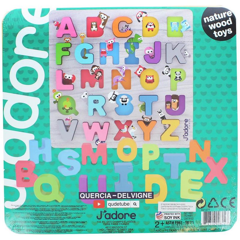 J'adore J'adore ABC + Peekaboo Buddies Deluxe Wooden Puzzle