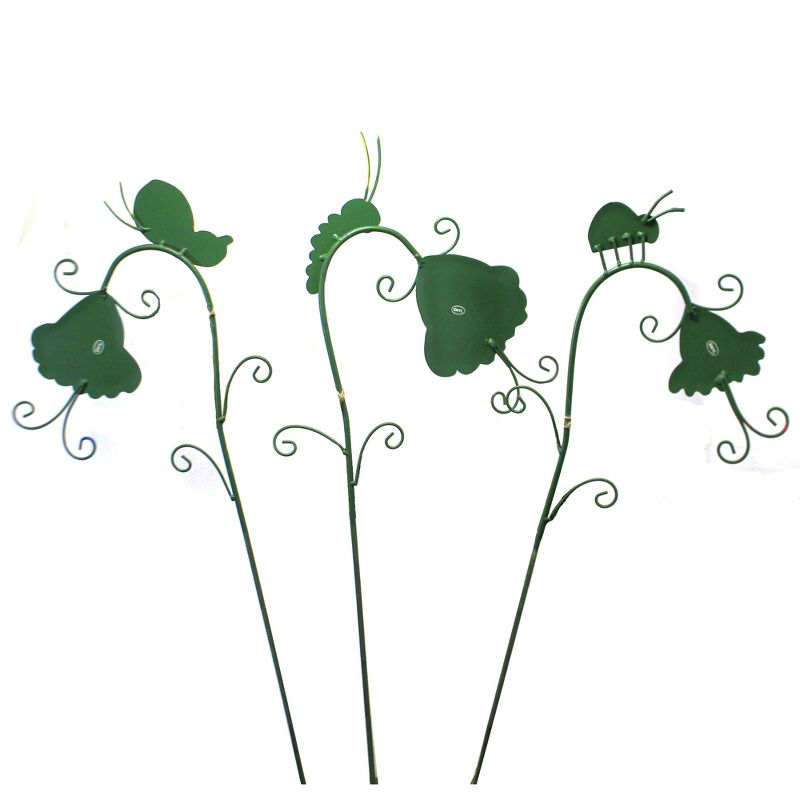 Home & Garden 32.0" Sleepy Flowers Set/3 Ladybug Snail Inch Worm Round Top Collection  -  Decorative Garden Stakes