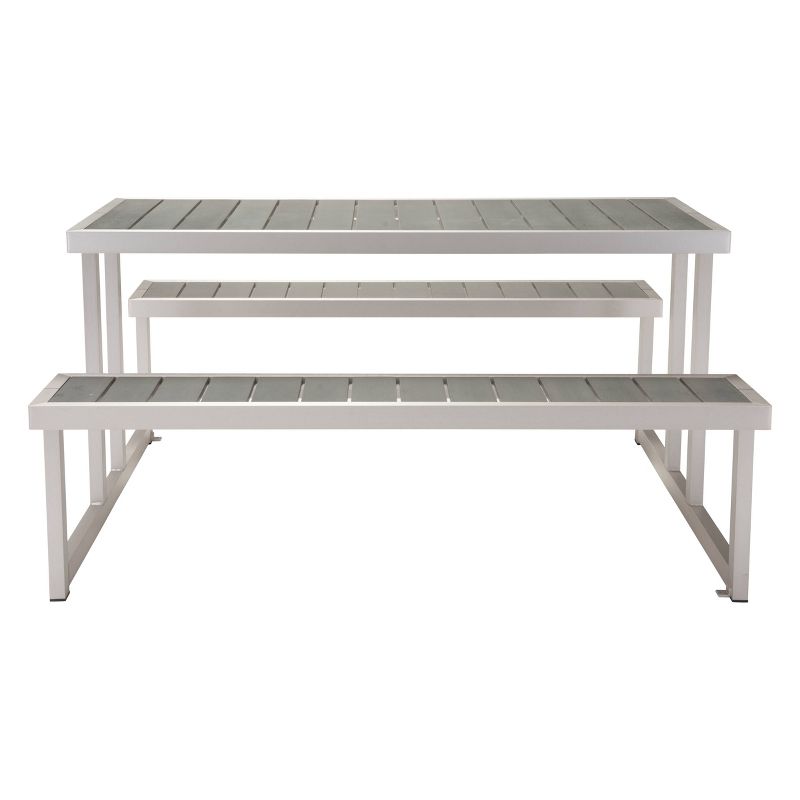 Modern Brushed Aluminum 59" Rectangle Picnic Table - ZM Home