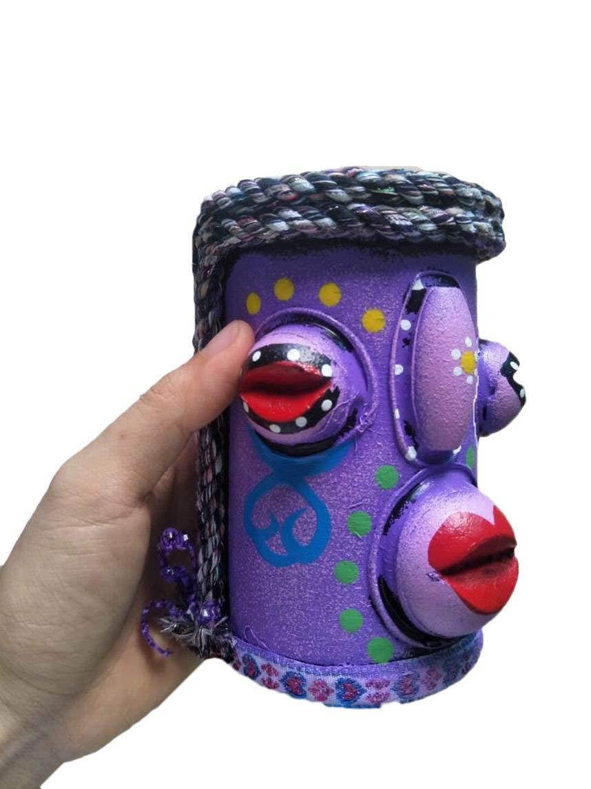 WEI LONG Pen Holder Desk Office Supplies Engraved Pen Container,Creative Dongba Style Painted Pen Holder (purple)