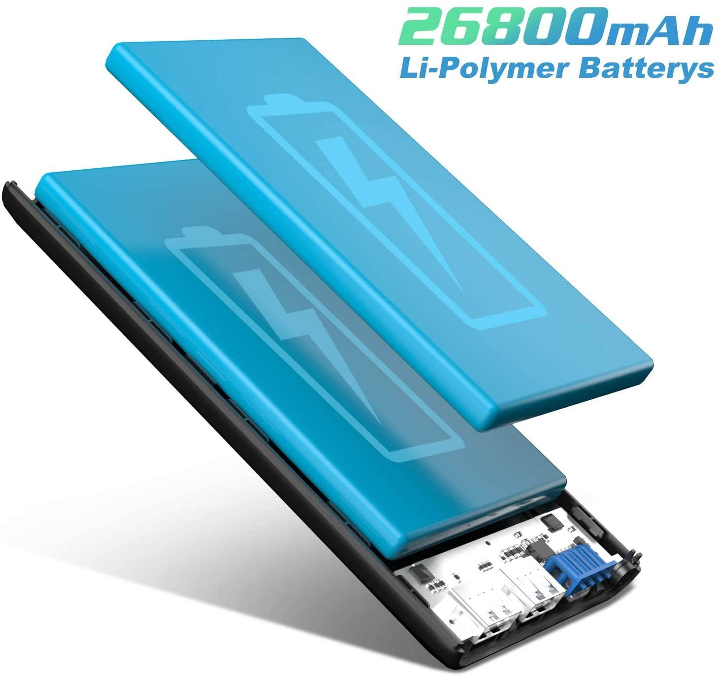 Portable Charger 26800mAh Power Bank Ultra-High Capacity Universal External Battery Pack with 4 LED Indicator Dual USB Ports Battery Backup for Smart PhonesTablet and More-[Black]