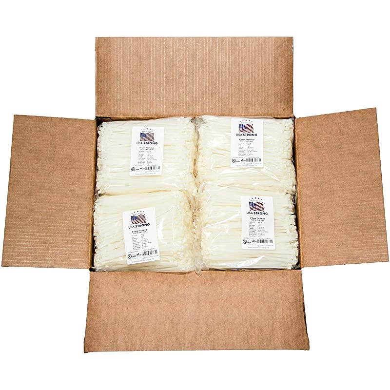 Ties Standard Duty 76 Inch Premium Nylon Wire Management ZipTies 50 LB Tensile Strength USA Strong Ties 1000 Pack Natural White