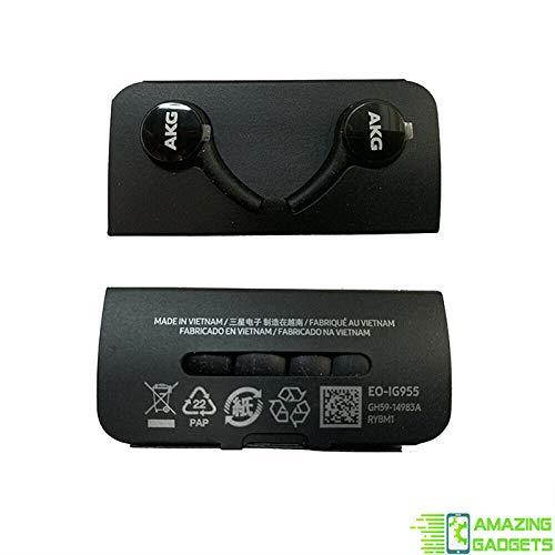 OEM Amazing 2019 Stereo Headphones for Samsung Galaxy S10 S10e S10 Plus Braided Cable - Designed by AKG - with Microphone (Black)