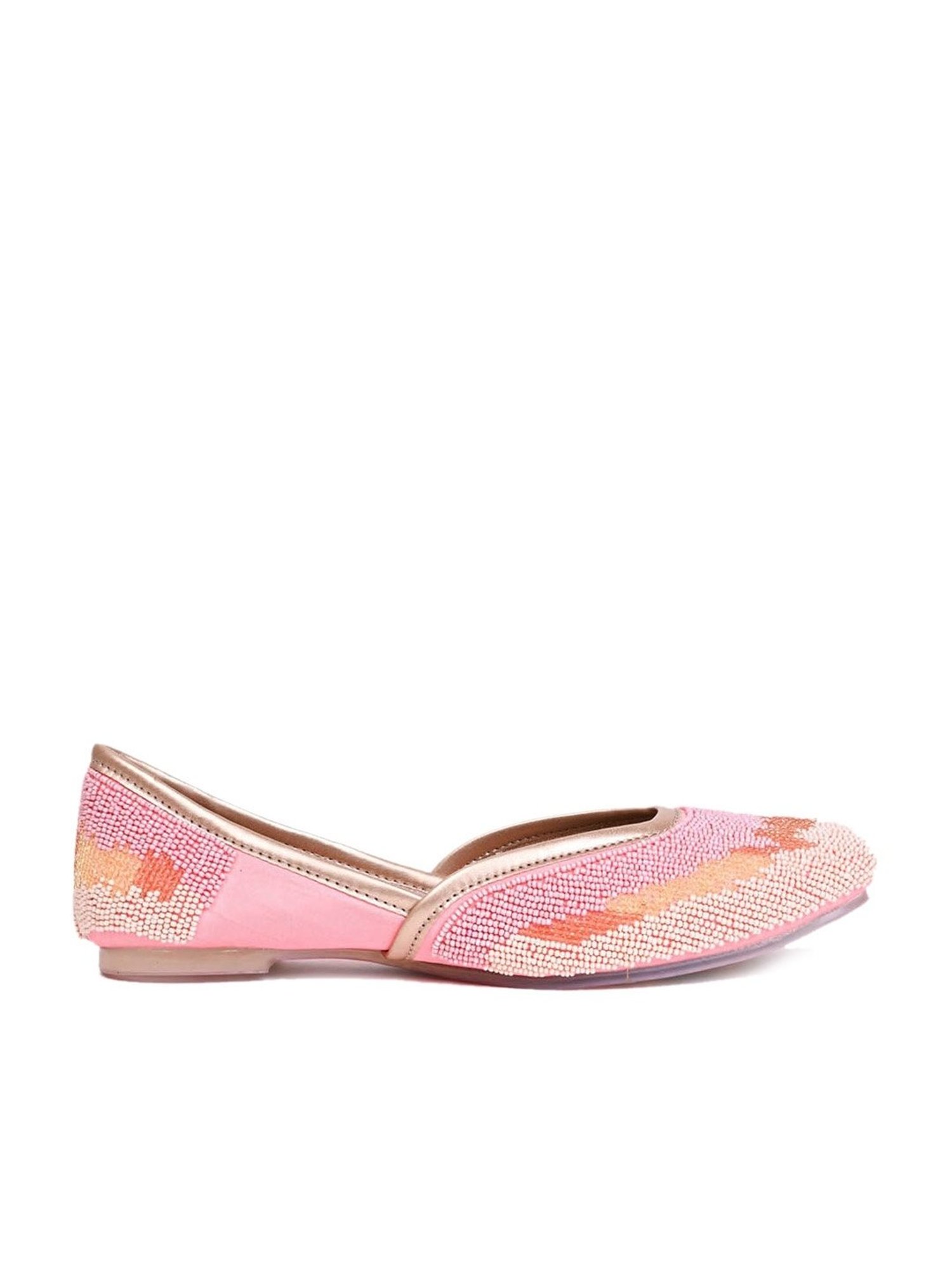 Jove Women's Pink Ethnic Juttis