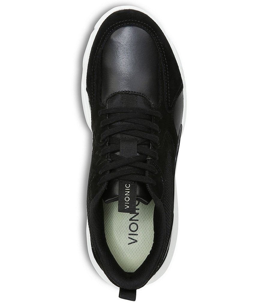 Vionic Aris Leather Suede Mesh Lace-Up Sneakers