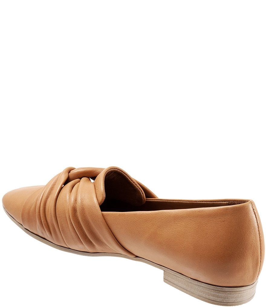 Bueno Emma Leather Pleated Knot Slip-On Flat Loafers