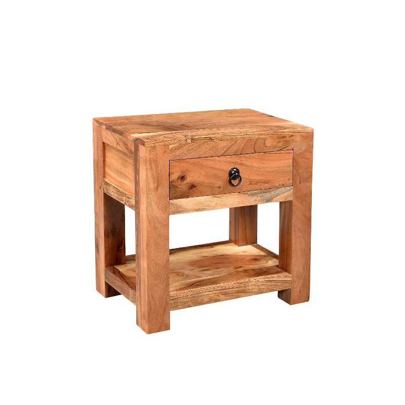 Ajmer Nightstand Solid Wood Bedside Table Natural - Timbergirl