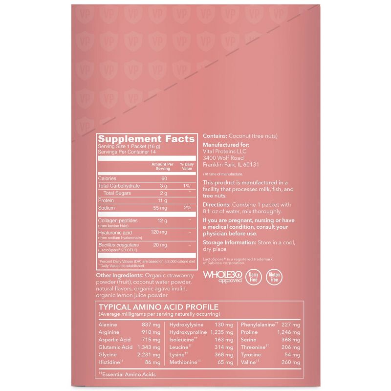 Vital Proteins Beauty Collagen Strawberry Lemon Dietary Supplement - 0.56oz