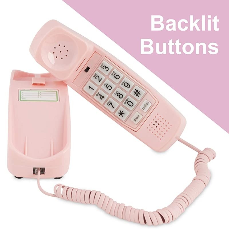 Corded Phone - Phones for Seniors - Phone for Hearing impaired - Ladies Pink - Retro Novelty Telephone + an Improved Version of The Princess Phones in 1965 - Style Big Button -