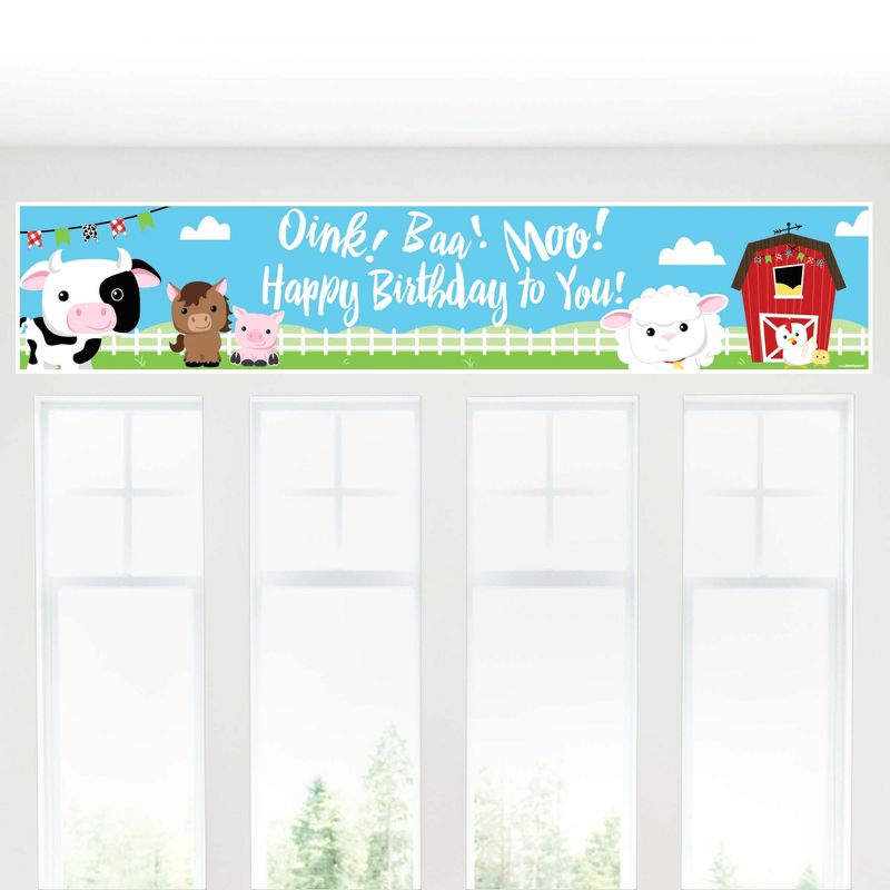 Big Dot of Happiness Farm Animals - Happy Birthday Decorations Party Banner