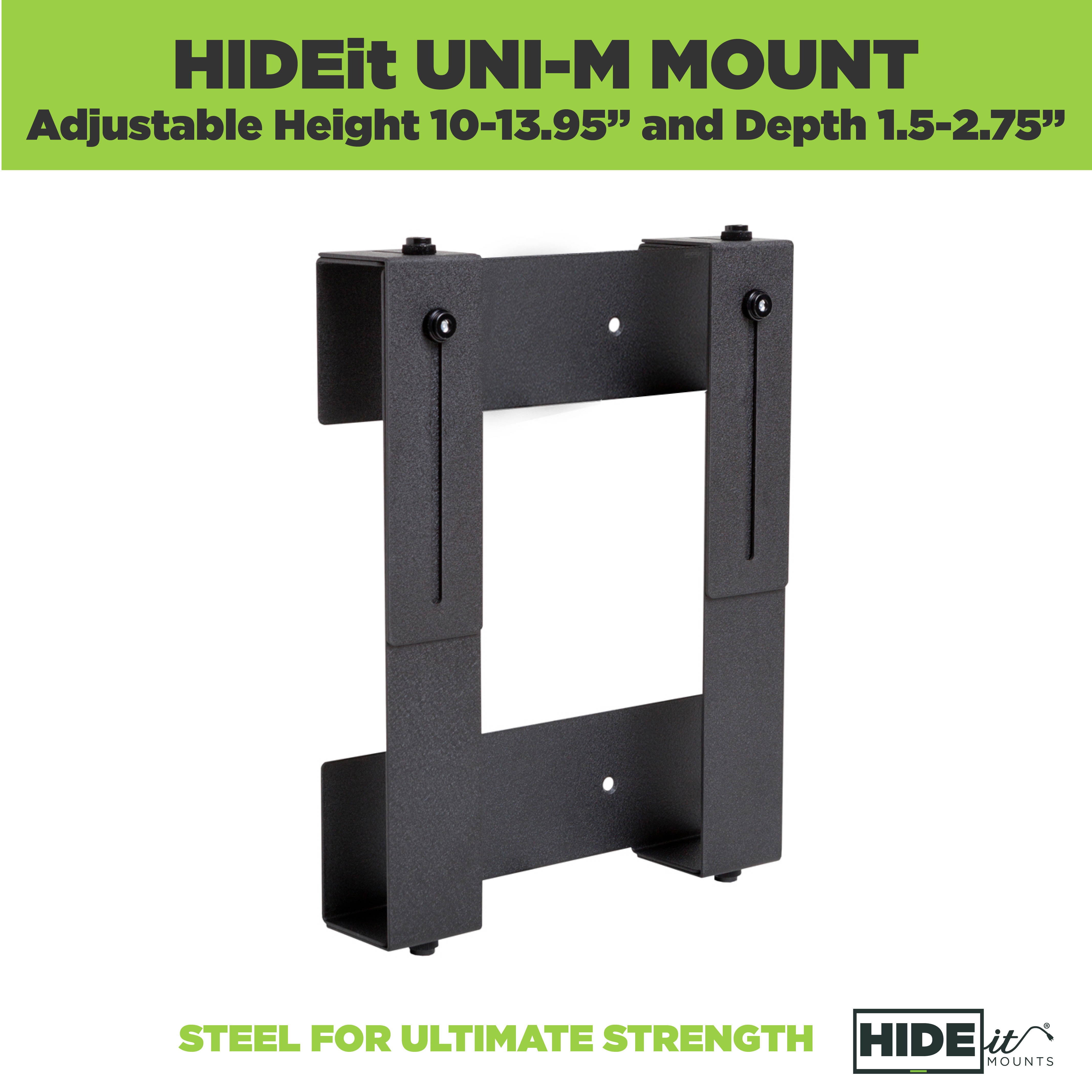 HIDEit Uni-M Mount - Patented Adjustable Medium Sized Device Wall Mount for Cable Boxes - Made in the USA