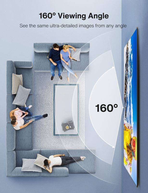 VAVA ALR Ultra Short Throw Projector Screen, 100&rsquo;&rsquo; Ceiling Light Rejecting Projector Screen, 160 Degree Viewing Angle, Fixed Frame Screen with Aspect Ratio 16:9, for Home Theater, Boardroom