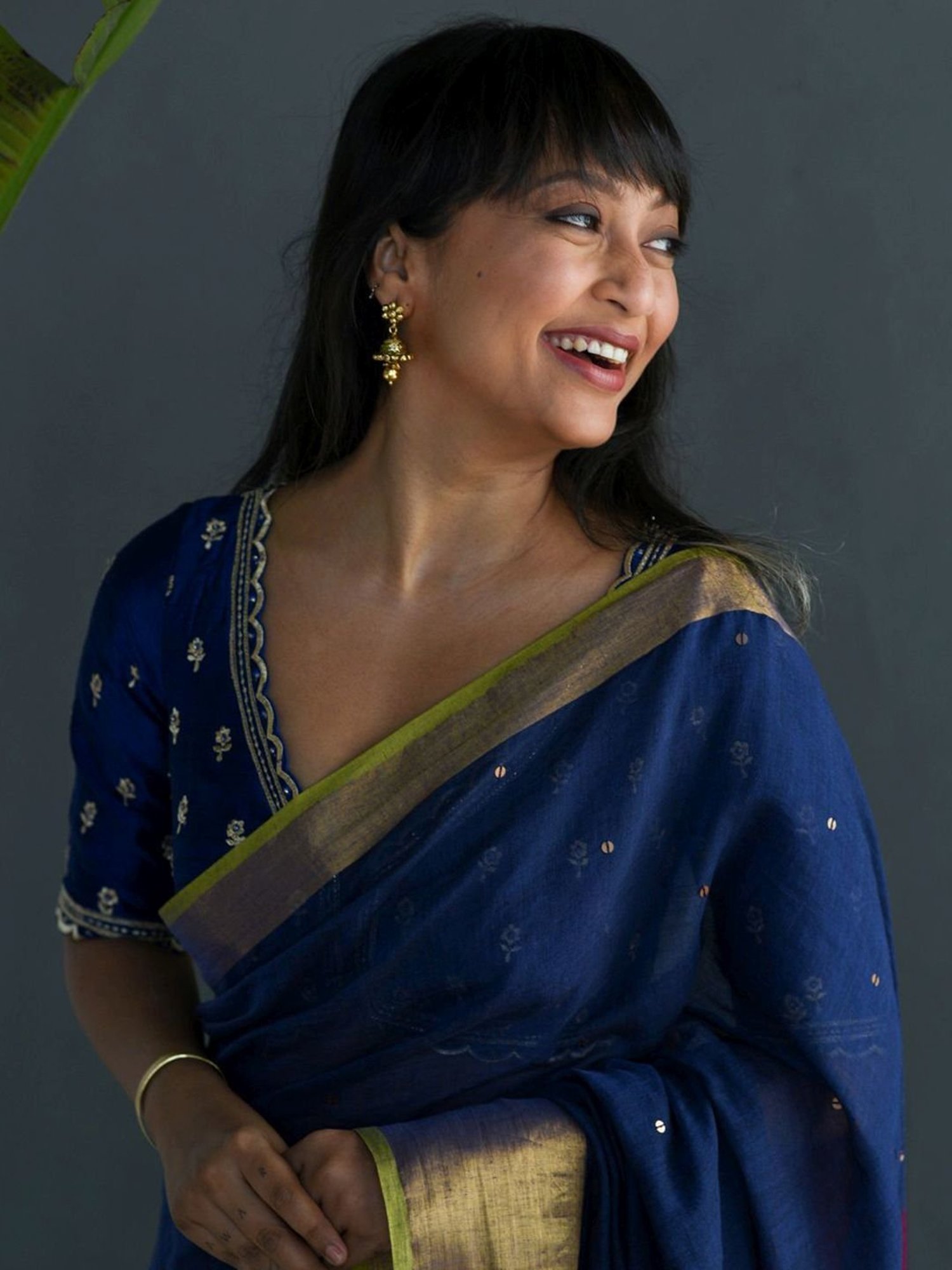 Suta Blue & Pink Cotton Embellished Saree Without Blouse