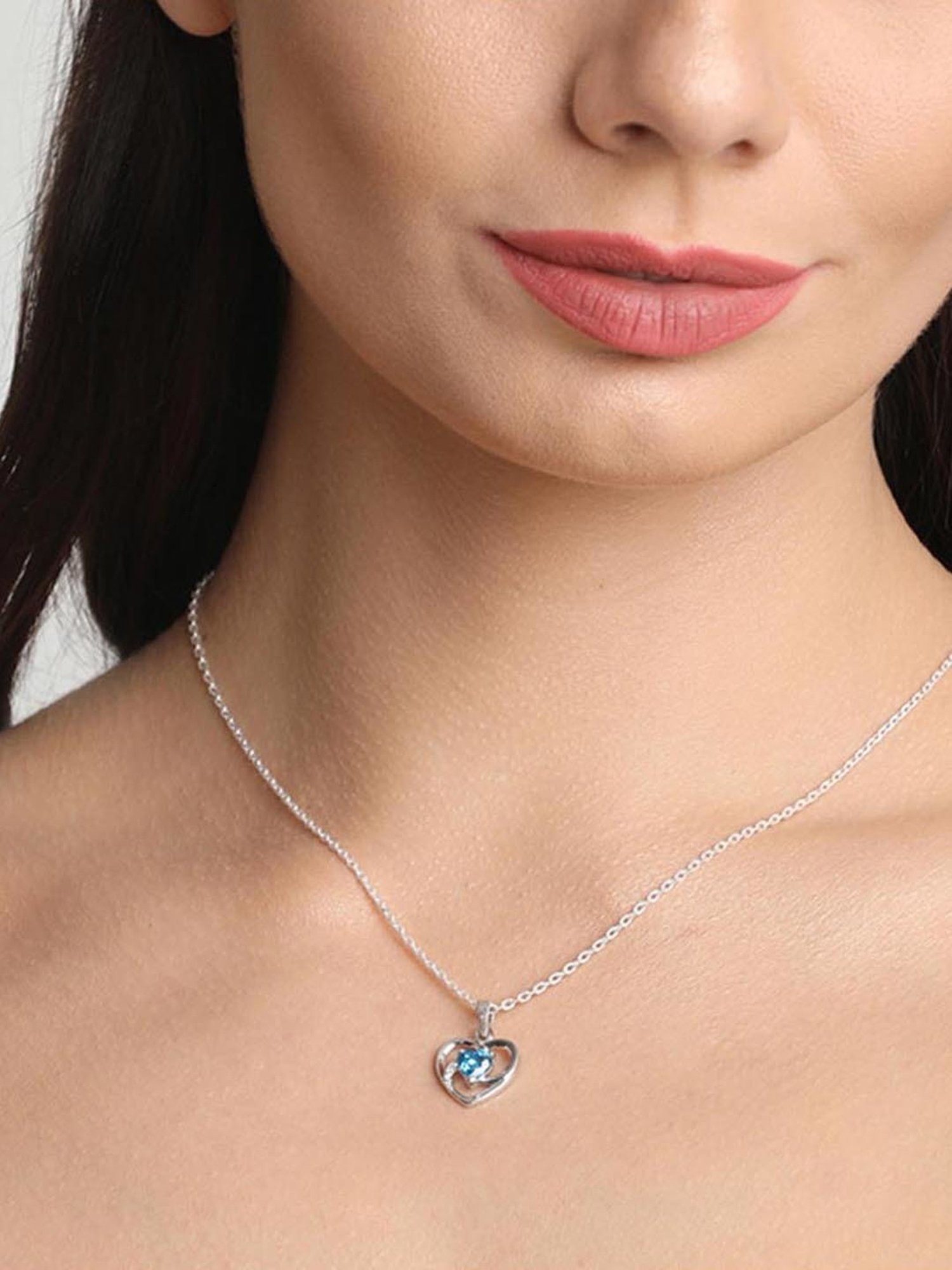 Clara 92.5 Sterling Silver Heart Pendant with Chain for Women