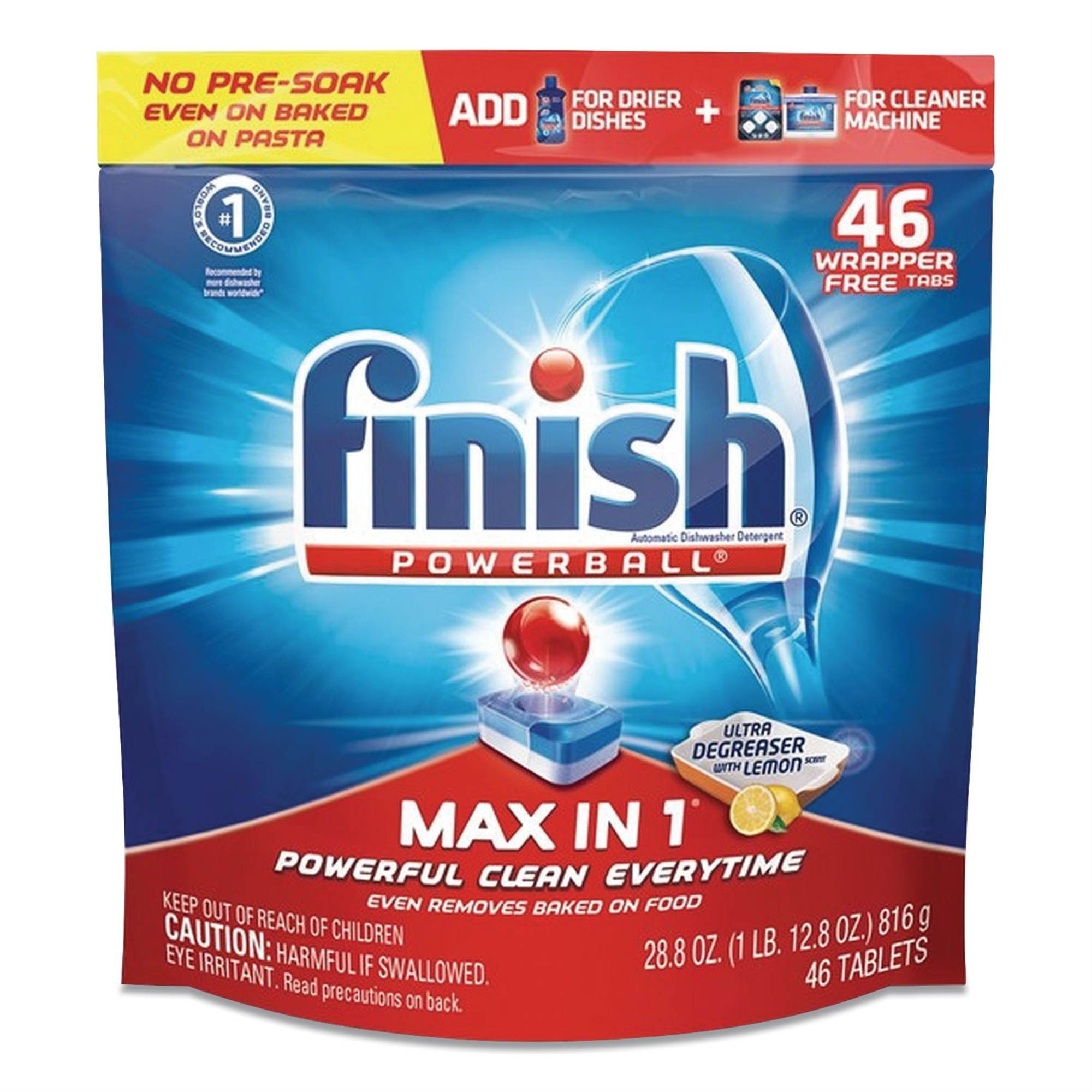 FINISH Powerball Max in 1 Super Charged Ultra Degreaser Dishwasher Tabs ,DETERGENT,DISH,TAB,46CT