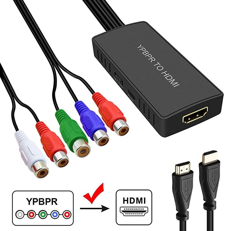 to HDMI Converter YPbPr to HDMI Converter Support 480i 720P 1080P for HD TV DVD Player Bluray Player Wii PS2PS3 Xbox 360 Original Xboxand More 5RCA to HDMI Converter