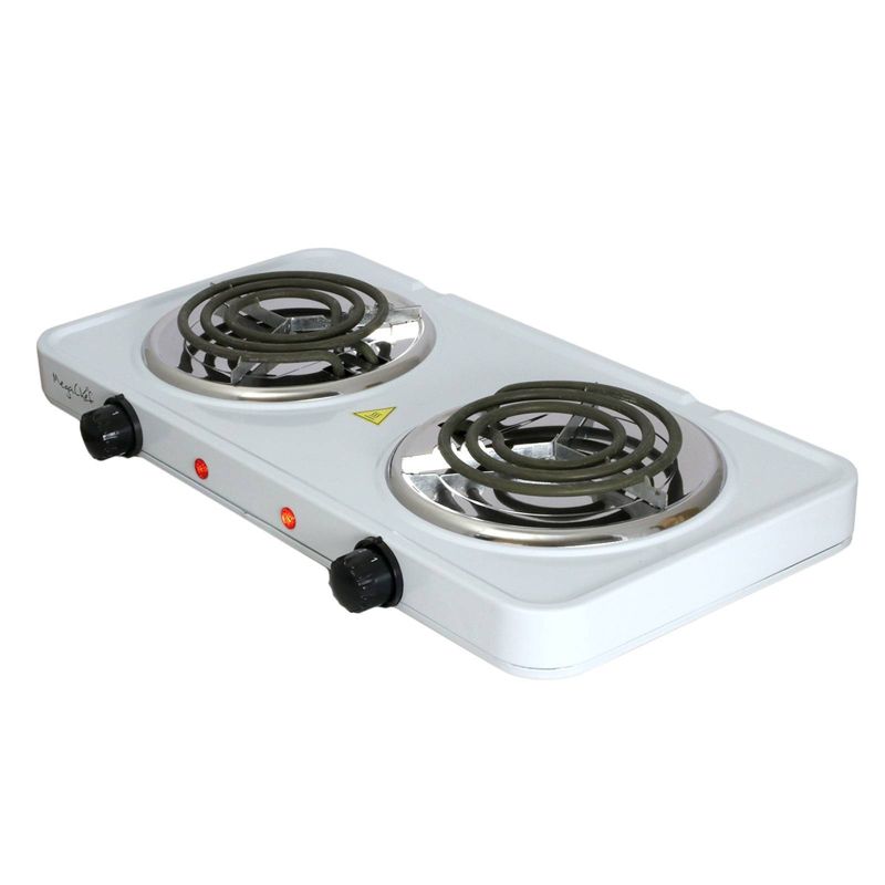 MegaChef Portable Dual Electric Coil Cooktop - White