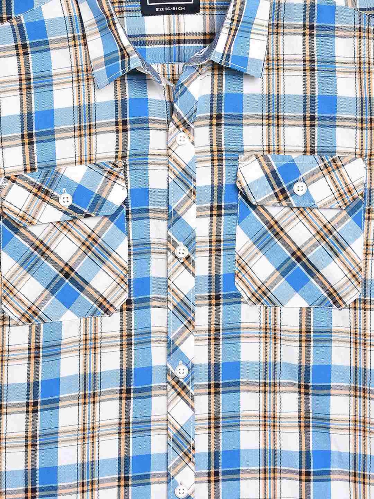 Octave Kids Blue & White Cotton Chequered Shirt