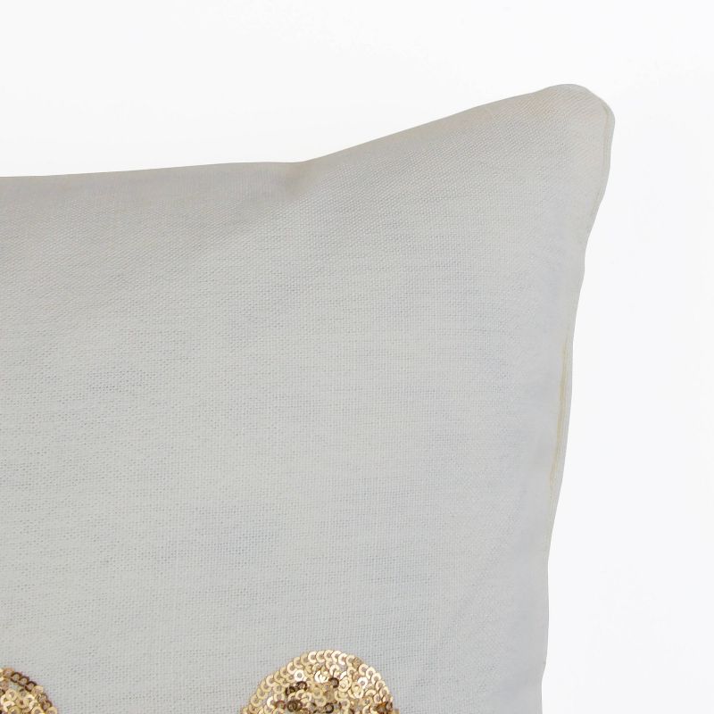 Décor Therapy 14"x18" Home Sequin Script Faux Linen Throw Pillow Cream/Gold