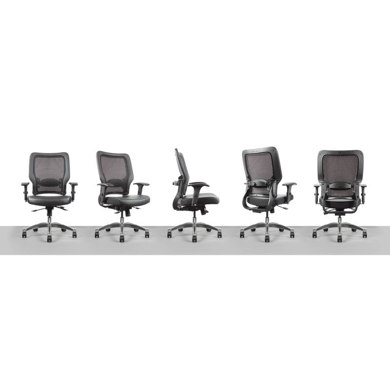 Vertical Mesh Back Chair with Bonded Leather Seat Black - OSP Home Furnishings