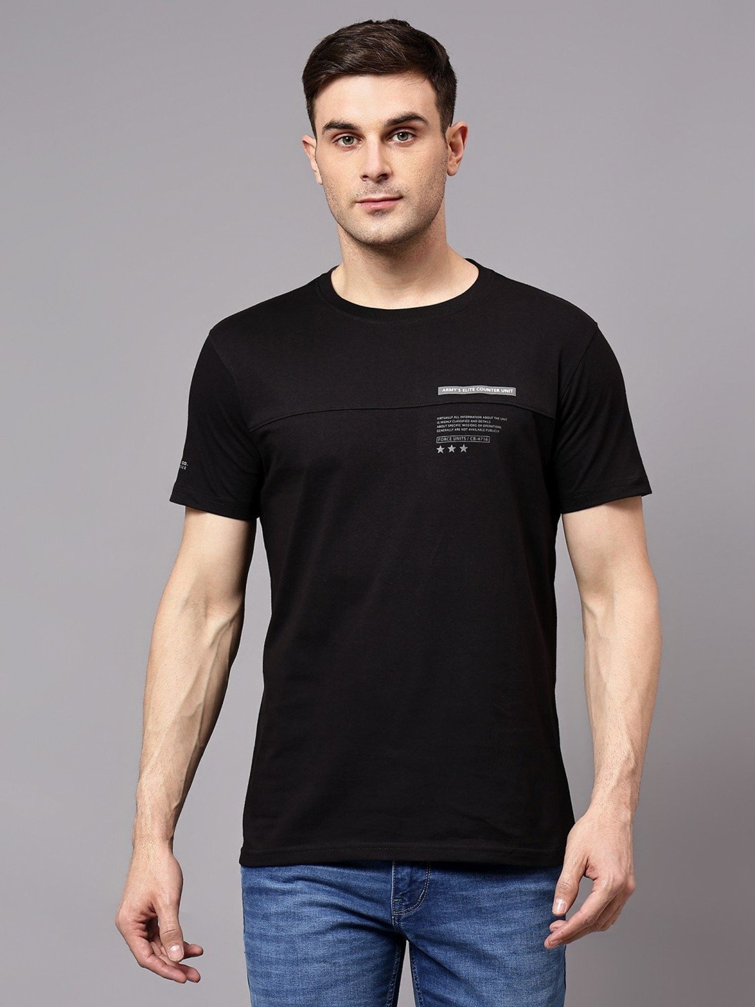 Cantabil Black Regular Fit T-Shirt