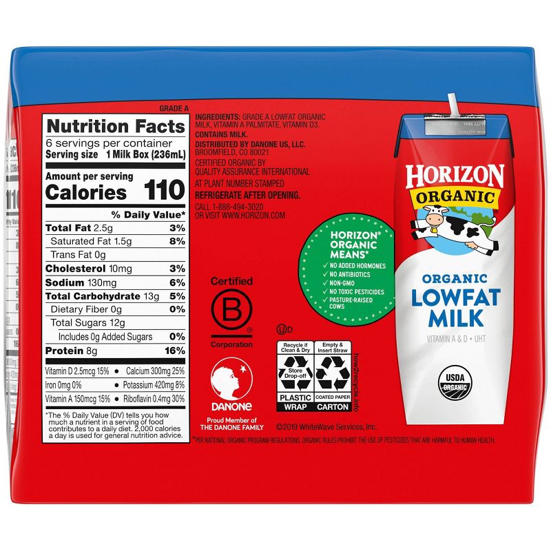 Horizon Organic 1% Plain Milk - 6pk/8 fl oz Boxes