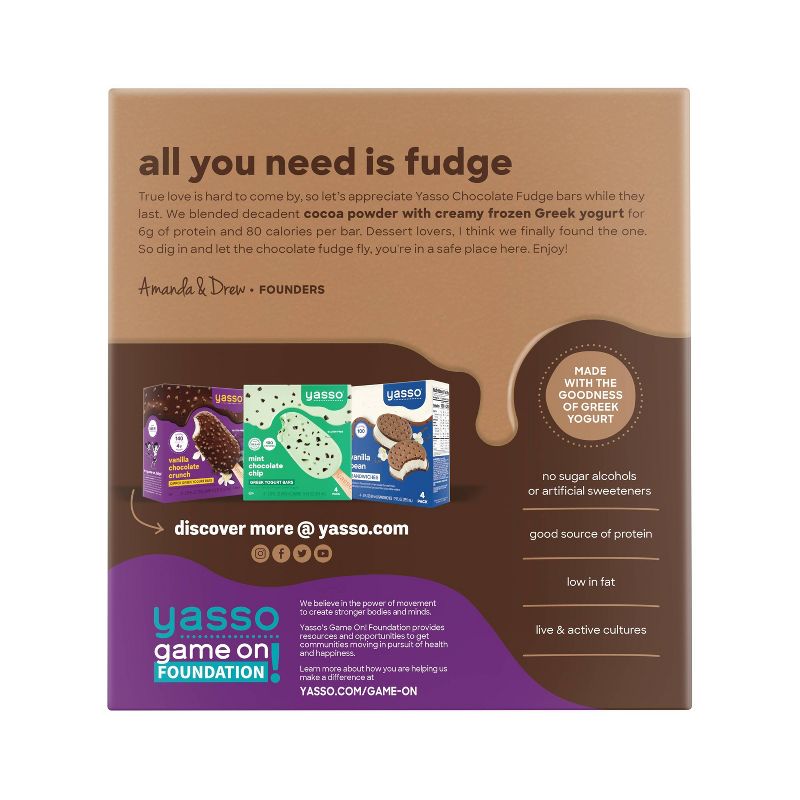 Yasso Frozen Greek Yogurt - Chocolate Fudge Bars - 4ct