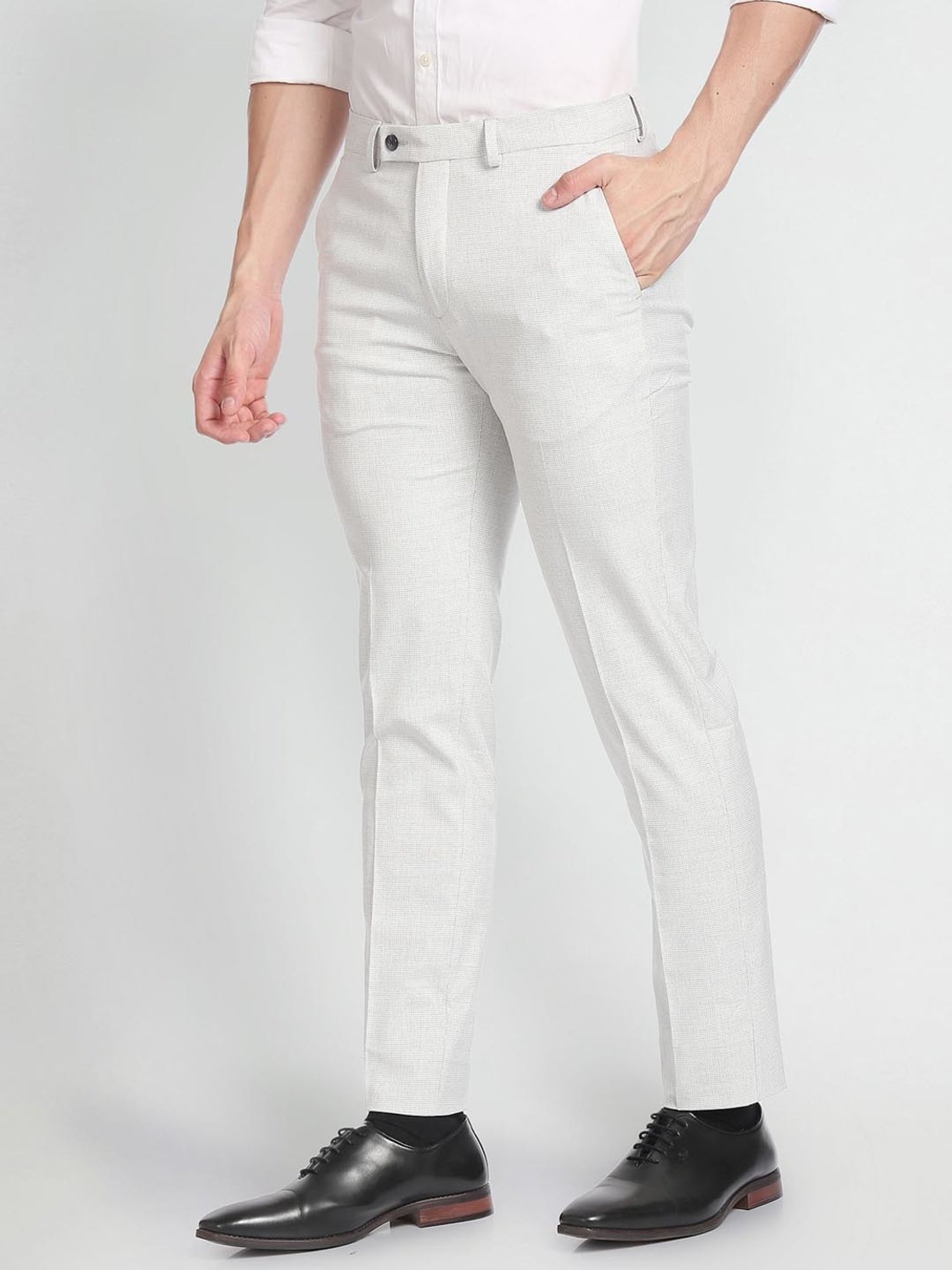 Arrow Light Grey Slim Fit Trousers