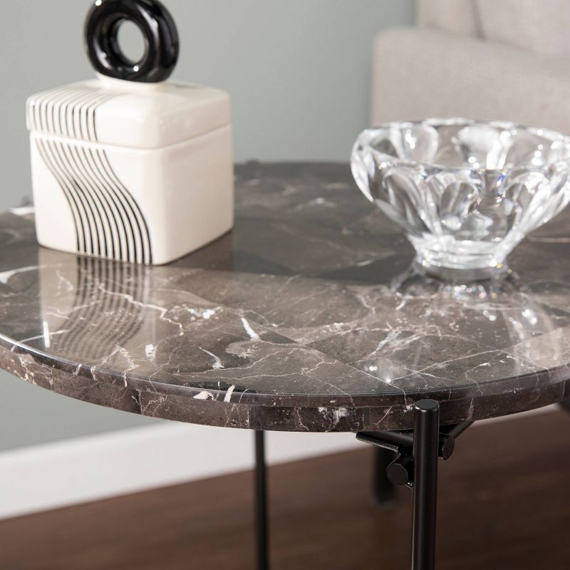 Simchett Round Marble Side Table Gray/Black - Aiden Lane
