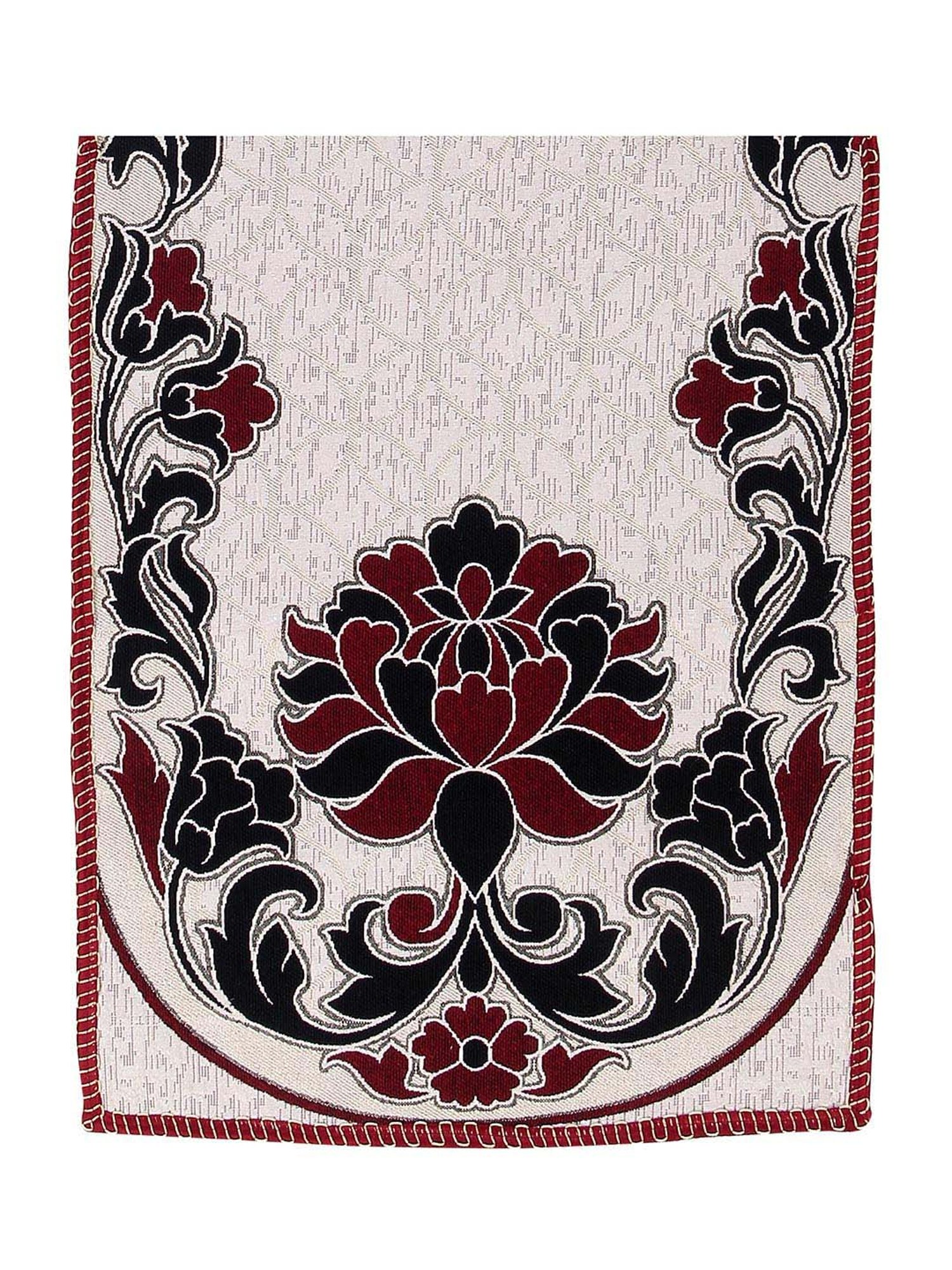 Romee Beige & Maroon Chenille 5-Seater Sofa Cover Set