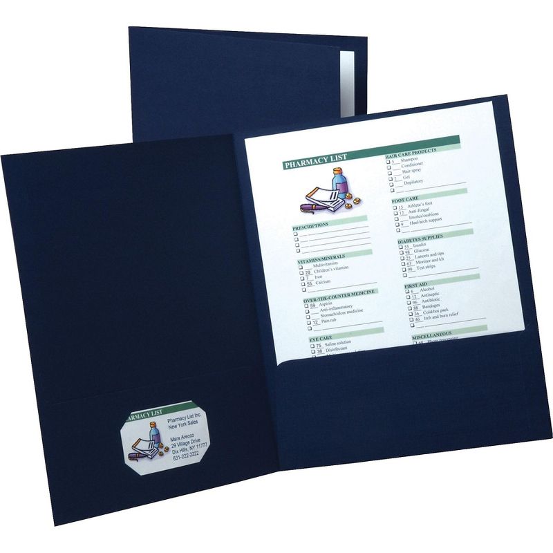 TOPS Products Linen Twin Pocket Portfolios Letter 5/PK Navy 50543