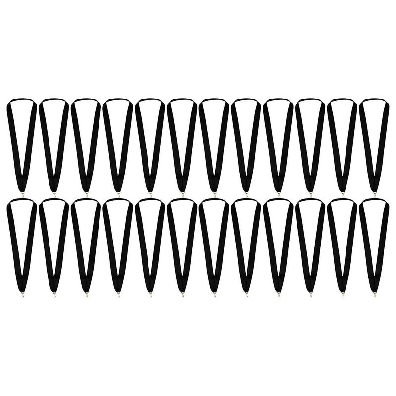 24 Award Neck Lanyards Ribbons with Snap Clips for Sports, Black, 1"x 35 "