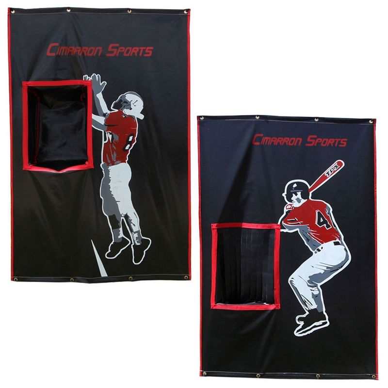 Cimarron Sports 2 Sport Training Aid Football Baseball Softball 75 x 48 Inch Catcher Vinyl Backstop Target Net and Frame
