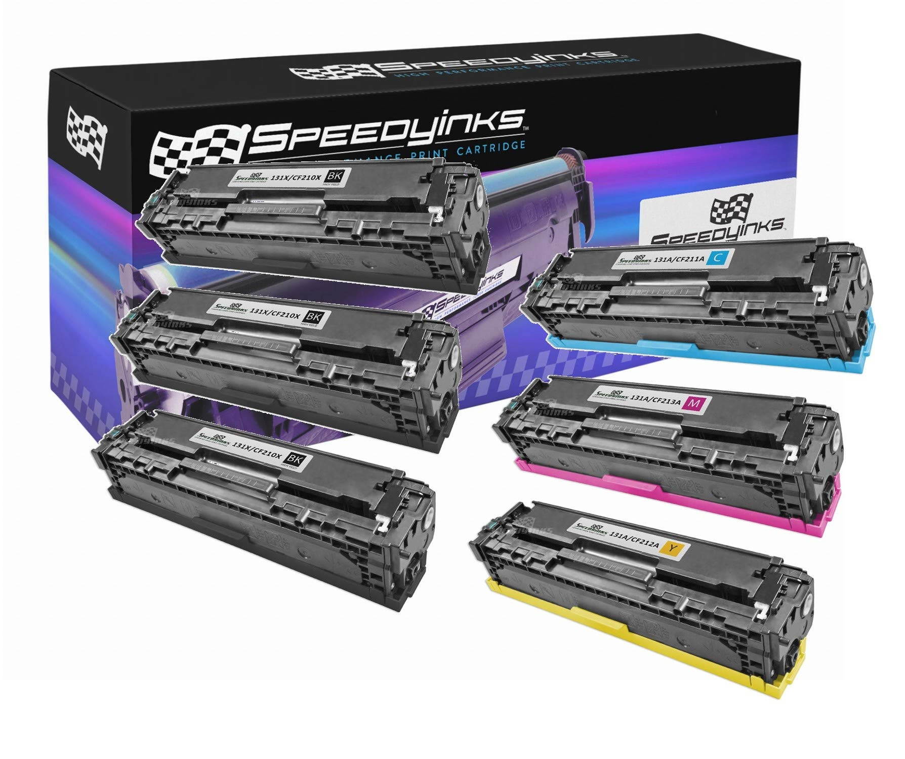 Speedy Inks - 6pk Compatible Replacement for HP 131x 3x CF210X Black 1x CF211A Cyan CF212A Yellow CF213A Magenta Laser Toner Cartridge Set for use in M251nw, M276nw, M251n, M276n