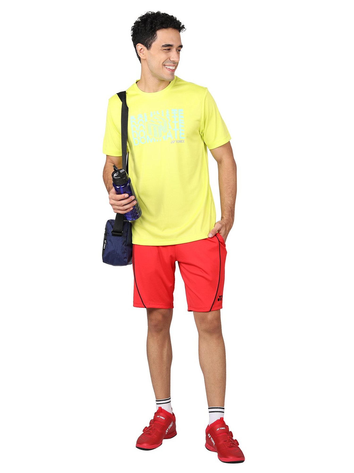 Yonex Lime Yellow Regular Fit Graphic Print Badminton T-Shirt
