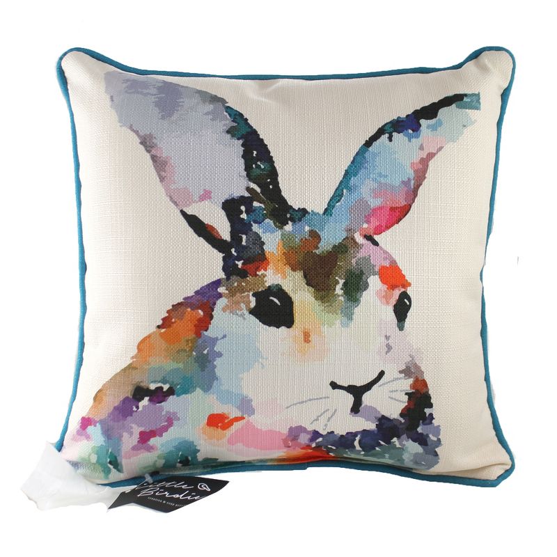 Home Decor 17.0" Colorful Rabbit Pillow Easter Spring Bunny Water Color  -  Decorative Pillow