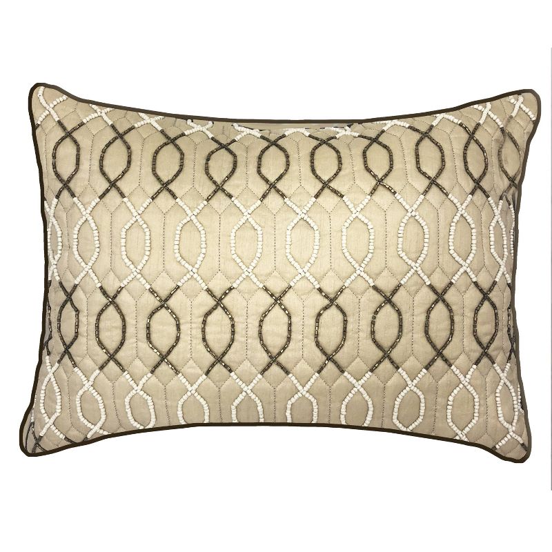 14"x20" Celebrations Lattice Beaded Lumbar Pillow Oyster - Edie@Home