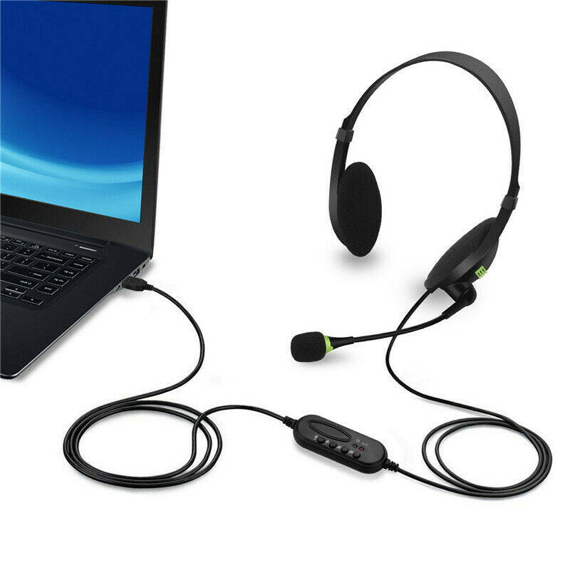USB Headset with Microphone Noise Cancelling Computer PC Headset Lightweight