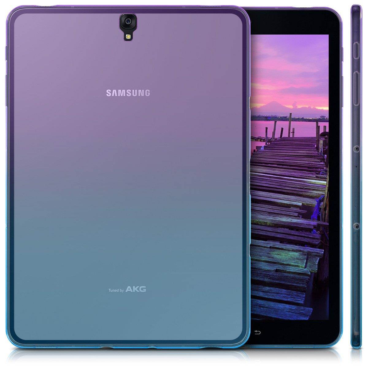 kwmobile TPU Silicone Case for Samsung Galaxy Tab S3 9.7 T820 / T825 - Soft Flexible Shock Absorbent Protective Cover - Violet Blue Transparent
