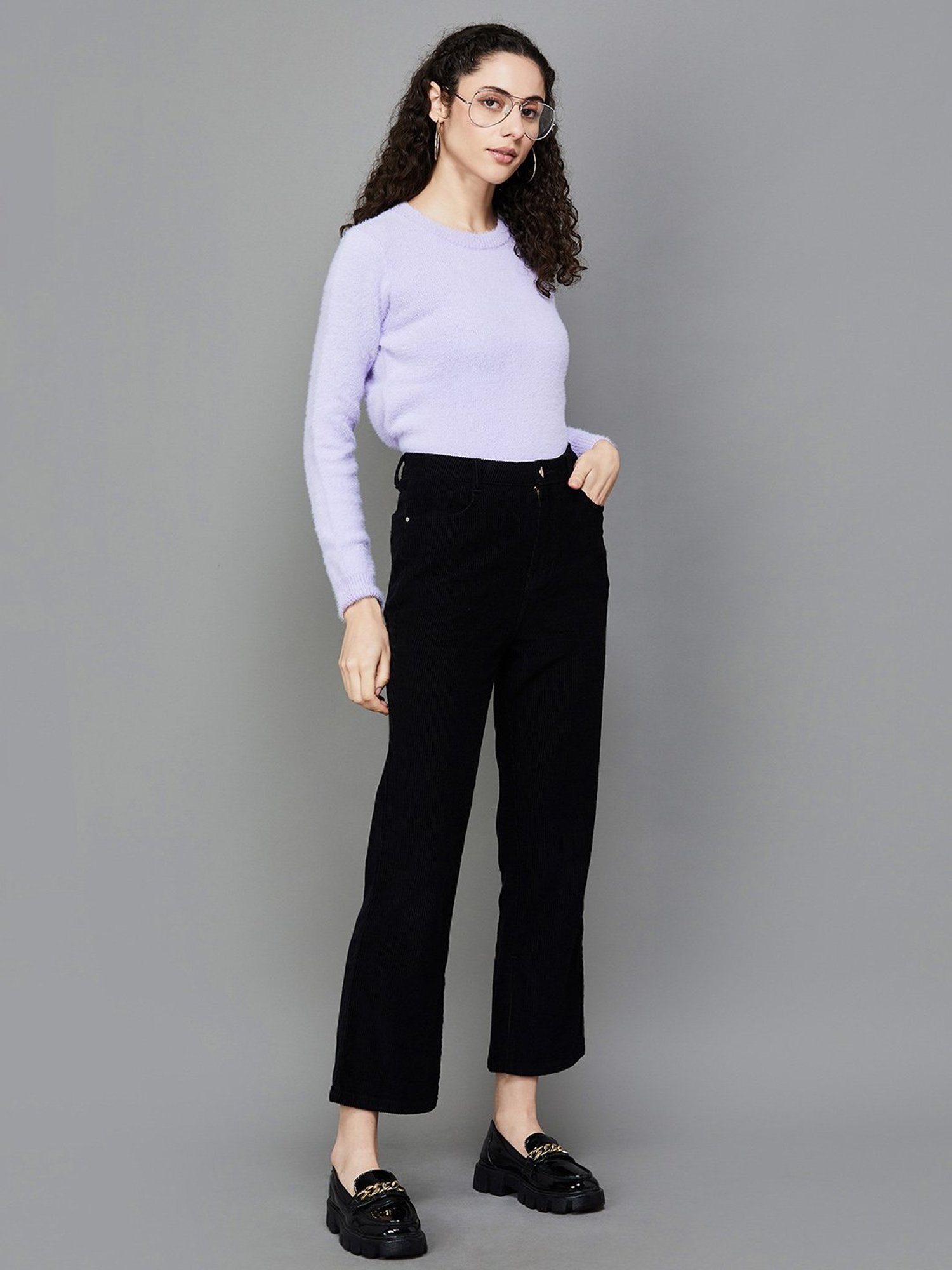 Ginger by Lifestyle Purple Regular Fit Sweater