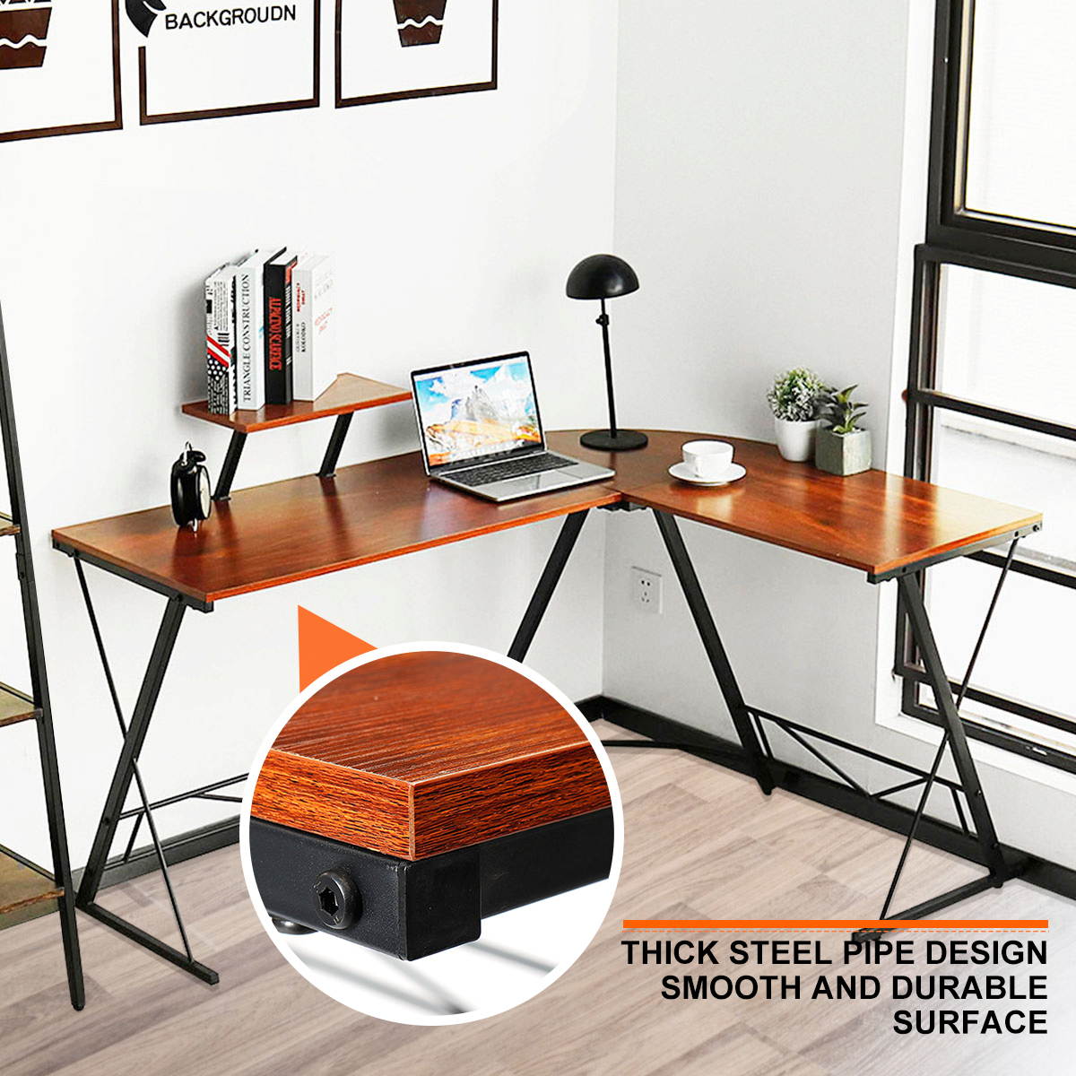 73" L-Shaped Home Office Desk Corner Computer Workstation Desk Gaming Laptop Table